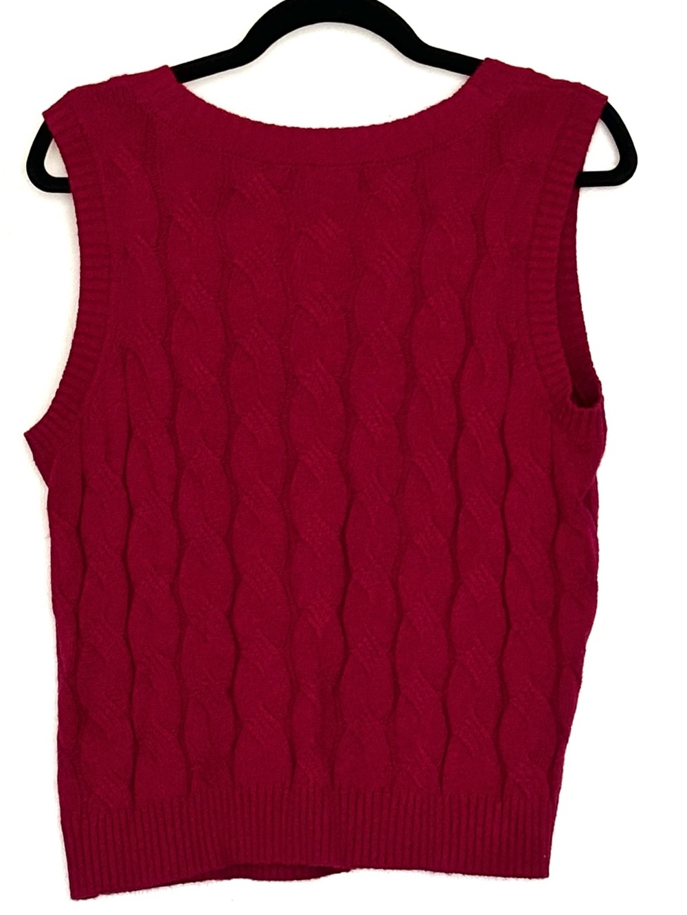 Talbots Cable Knit V-Neck Sweater Vest Fall Berry Size 1XP - Picture 3 of 5